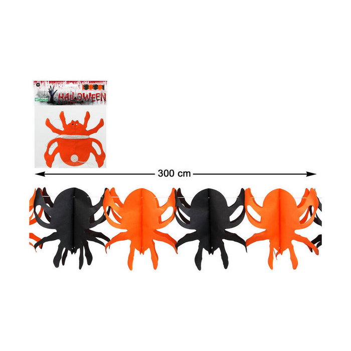 Atosa Guirnalda de Papel de Arañas Naranja y Negro 300 cm