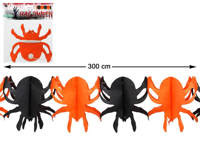 Unknown Guirnalda de Papel Decoración Halloween con Diseño de Arañas en Color Naranja y Negro - 300 cm de Largo para Fiestas Unknown Guirnalda de Papel Decoración Halloween con Diseño de Arañas en Color Naranja y Negro - 300 cm de Largo para Fiestas