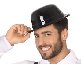 Bombín Elegante PVC Negro Adulto para Disfraces Caballero Época Mimo Fiesta