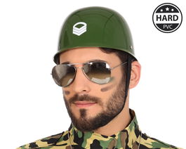 Casco Rígido Soldado Militar Verde - Accesorio para Disfraces Temáticos Militares, Adulto