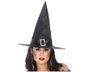Sombrero de Bruja Alto Negro con Hebilla Brillante para Halloween
