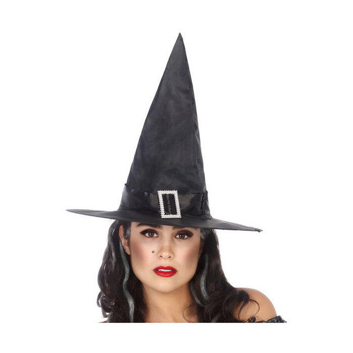 Sombrero de Bruja Alto Negro con Hebilla Brillante para Halloween Sombrero de Bruja Alto Negro con Hebilla Brillante para Halloween