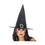 Sombrero de Bruja Alto Negro con Hebilla Brillante para Halloween