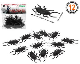 Pack Cucarachas Negras Halloween 12 Unidades Decoración