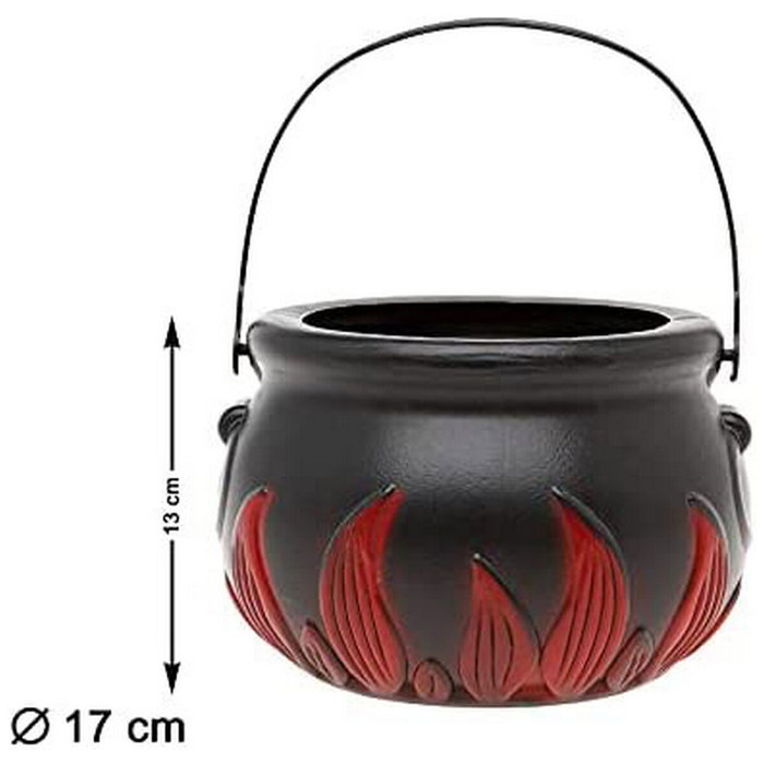 Atosa Olla Porta Caramelos de PVC para Halloween - Negro, 17 cm Atosa Olla Porta Caramelos de PVC para Halloween - Negro, 17 cm