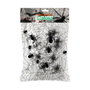 Atosa Telaraña Decorativa para Halloween - Blanco con Arañas Negras (200g) inevitable para decoración de fiestas, puertas y ventanas