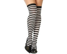 Medias A Rayas Blanco Y Negro Para Mimo, Payaso, Villana Gótica Halloween Carnaval Teatro