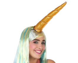 Cuerno De Unicornio Gigante Dorado 34 cm Para Disfraces Fantásticos