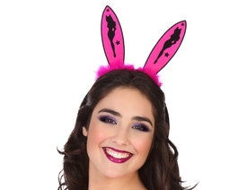 Diadema Orejas Conejo Rosa Fucsia Atrevida para Despedidas de Soltera y Disfraces