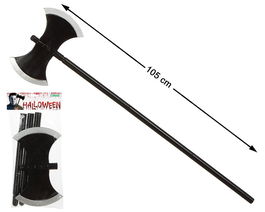 Hacha Decorativa Desmontable Doble Hoja Negra 105 cm Halloween Accesorio