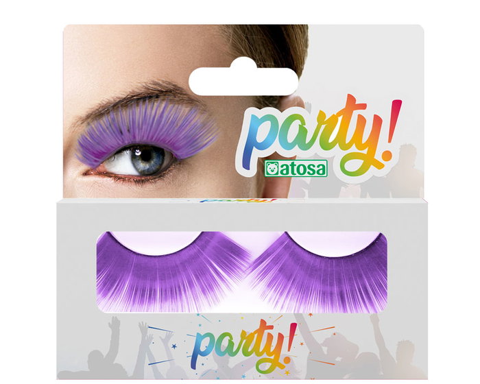 Pestañas Postizas Dramáticas Largas Morado para Maquillaje de Efecto Teatral, Fiestas Temáticas y Carnavales Pestañas Postizas Dramáticas Largas Morado para Maquillaje de Efecto Teatral, Fiestas Temáticas y Carnavales