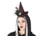 Atosa Sombrero Diadema de Bruja Granate con Textura Floral y Plumas