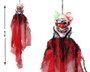 Atosa Decoración Terrorífica Colgante Payaso Siniestro de 60 cm con Malla Roja y Pelo Verde/Naranja