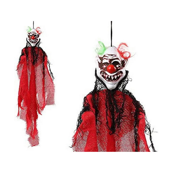 Atosa Decoración Terrorífica Colgante Payaso Siniestro de 60 cm con Malla Roja y Pelo Verde/Naranja Atosa Decoración Terrorífica Colgante Payaso Siniestro de 60 cm con Malla Roja y Pelo Verde/Naranja