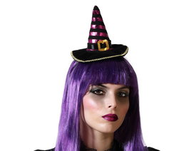 Diadema Sombrero Bruja Morado Dorado