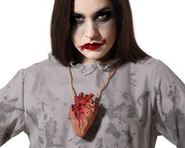 Collar Corazón Humano Ensangrentado 48 cm Halloween Disfraz Gore