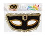 Máscara Veneciana Negro Dorada con Ribetes Dorados y Piedra Central - Accesorio para Eventos Elegantes