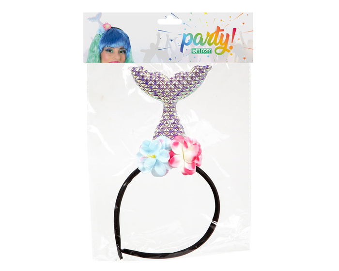 Diadema Cola de Sirena Flores Pastel Fantasía para Disfraz de Criatura Marina, Hada Acuática o Cuento Submarino, Ideal para Fiestas Infantiles Temáticas y Sesiones Fotográficas