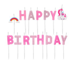 Set Velas Happy Birthday Unicornio Multicolor Decoración