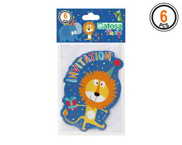 Set 6 Invitaciones De Papel Animales Felices Decoración