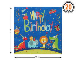 Set 20 Servilletas de Papel Animales Felices 17x17 cm