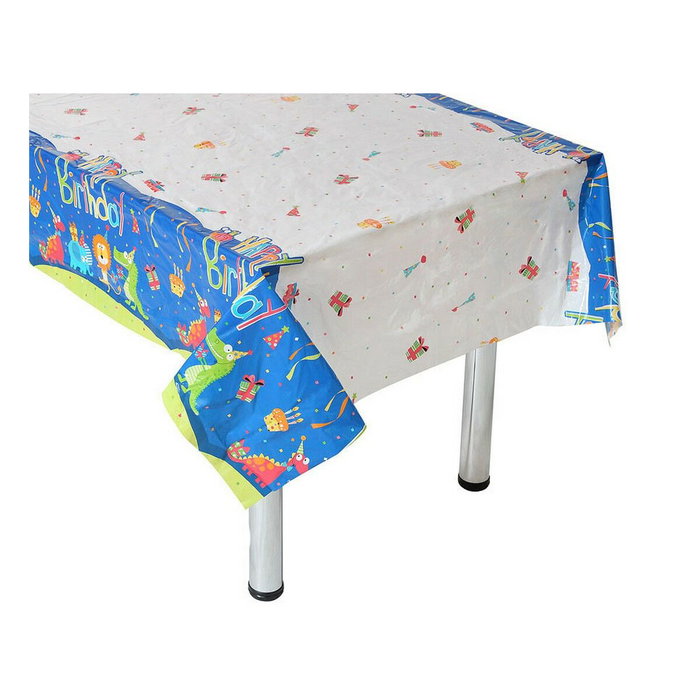 Atosa Mantel Plástico Animales Felices Happy Birthday, 180 x 130 cm