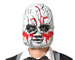Máscara Blanca Craquelada Con Detalles Rojos De Muñeco Poseído