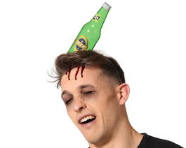 Diadema Botella Cristal Rota 26x17 cm Accesorio Halloween Fiesta Disfraz Zombie Sangriento Divertido