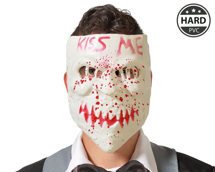 Kiss Me Máscara Blanca con Salpicaduras de Sangre para Halloween Kiss Me Máscara Blanca con Salpicaduras de Sangre para Halloween