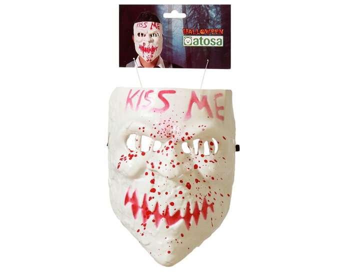 Kiss Me Máscara Blanca con Salpicaduras de Sangre para Halloween Kiss Me Máscara Blanca con Salpicaduras de Sangre para Halloween