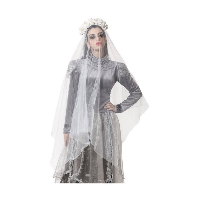 Atosa Diadema Halloween con Velo y Corona de Rosas Blancas para Novia Fantasmal Atosa Diadema Halloween con Velo y Corona de Rosas Blancas para Novia Fantasmal