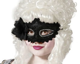 Antifaz Negro Máscara Veneciana de Encaje con Flor Lateral para Fiestas y Disfraces