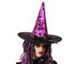 Atosa Sombrero de Bruja Morado con Murciélagos y Lazo Negro