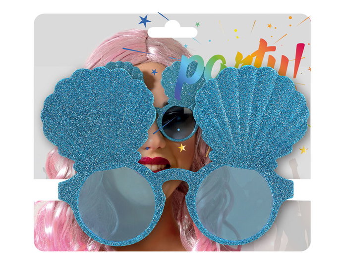 Gafas Sirena Fantasía Azules Decoradas con Conchas Brillantes para Disfraces Mágicos