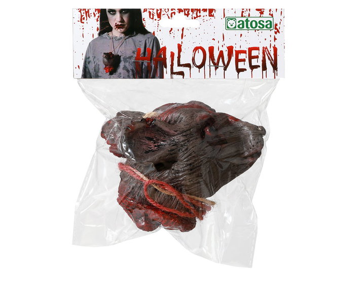 Collar Terrorífico Halloween con Cabeza de Roedor Ensangrentada 47 cm para Disfraz Zombie o Caníbal