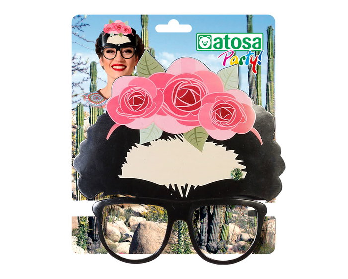 Atosa Gafas de Disfraz Decoradas con Flores - Inspiradas en Frida Kahlo