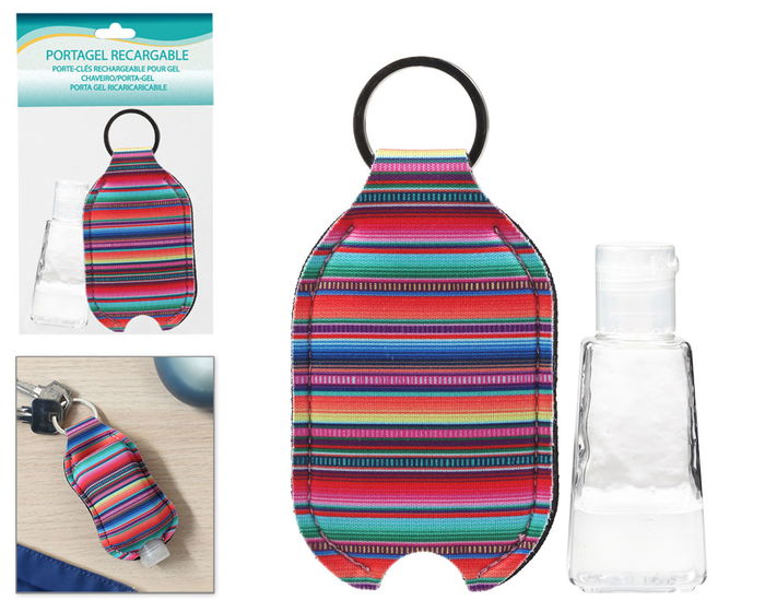 Llavero Porta Gel Dosificador Patrón Arcoíris Recargable Llavero Porta Gel Dosificador Patrón Arcoíris Recargable