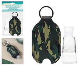 Llavero Porta Gel Dosificador Recargable Camuflaje Verde