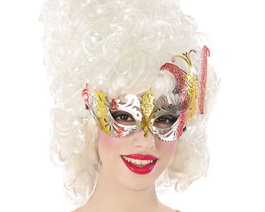 Antifaz Rojo Multicolor Mariposa Veneciana con Alas Elevadas para Fiestas de Disfraces y Carnaval