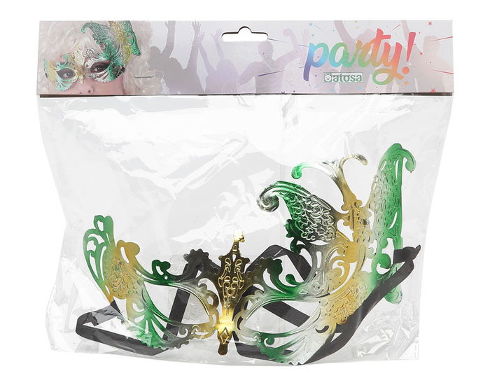 Antifaz Mariposa Veneciana Verde Multicolor Metalizado con Brilloss Ideal para Carnaval y Eventos Temáticos