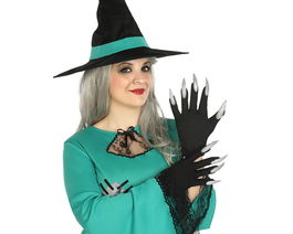 Guantes negros con garras plateadas para disfraz de monstruo o demonio - Accesorio para Halloween y terror