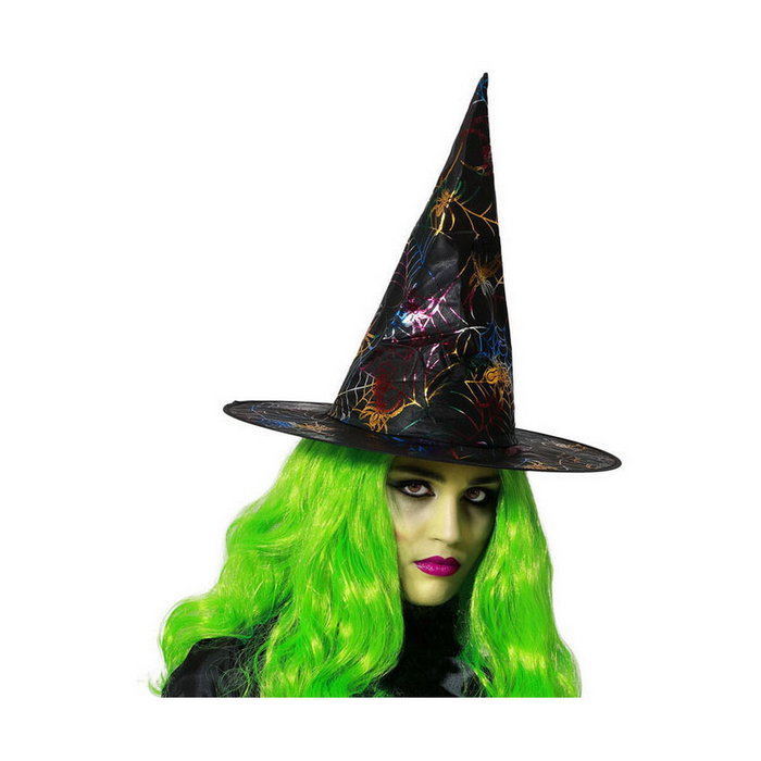 Atosa Sombrero de Bruja Puntiagudo con Telaraña Brillante Multicolor