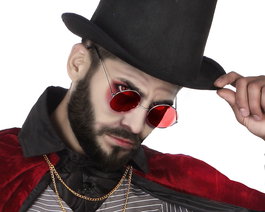 Gafas Redondas Halloween Rojas Oscuras para Disfraces