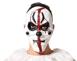 Máscara Payaso Blanco Con Detalles Negros Y Rojos Aterrador Halloween