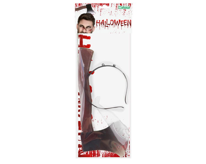 Diadema Halloween Hacha Ensangrentada 31 cm Accesorio Temática Terror