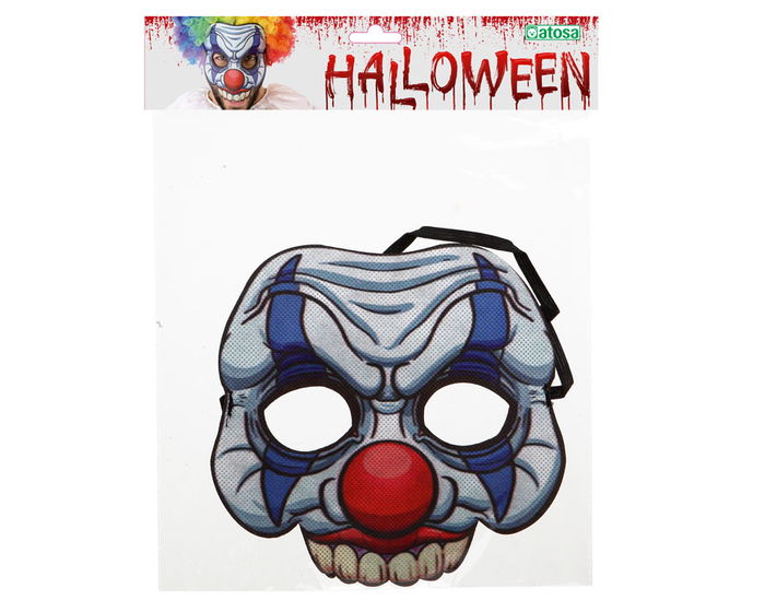 Mascara de Payaso Temerario con Dientes Afilados y Pelo Multicolor para Halloween, Fiestas Temáticas y Disfraces