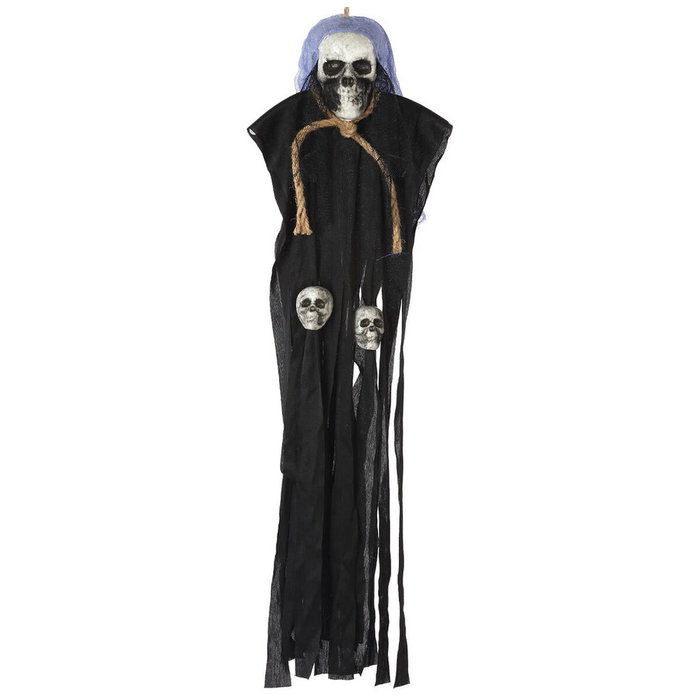 Atosa Colgante Esqueleto Calavera 70 cm con Capa Negra y Detalles de Cráneos