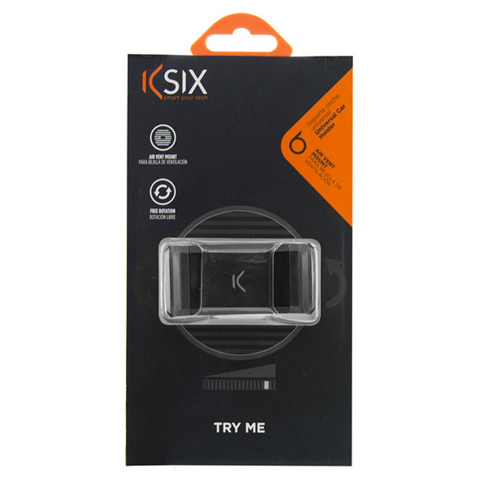 Soporte de Móviles para Coche KSIX 360º Negro Soporte de Móviles para Coche KSIX 360º Negro