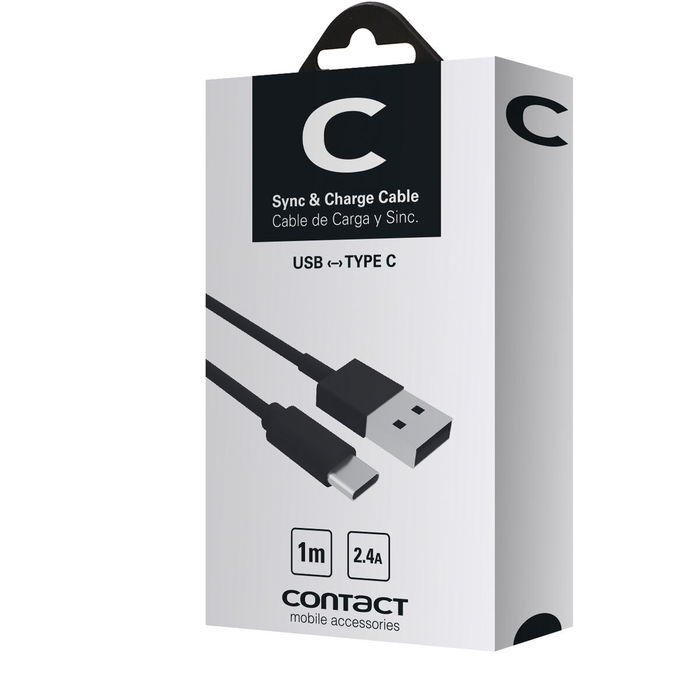 Cable USB A a USB C Contact (1 m) Negro Cable USB A a USB C Contact (1 m) Negro