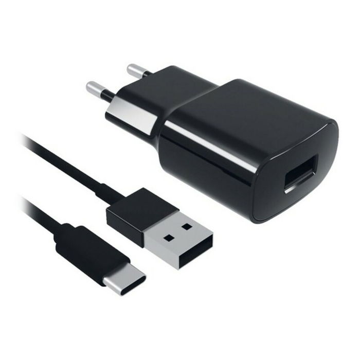 Cargador de Pared + Cable USB C Contact 8427542980744 2A Negro Cargador de Pared + Cable USB C Contact 8427542980744 2A Negro